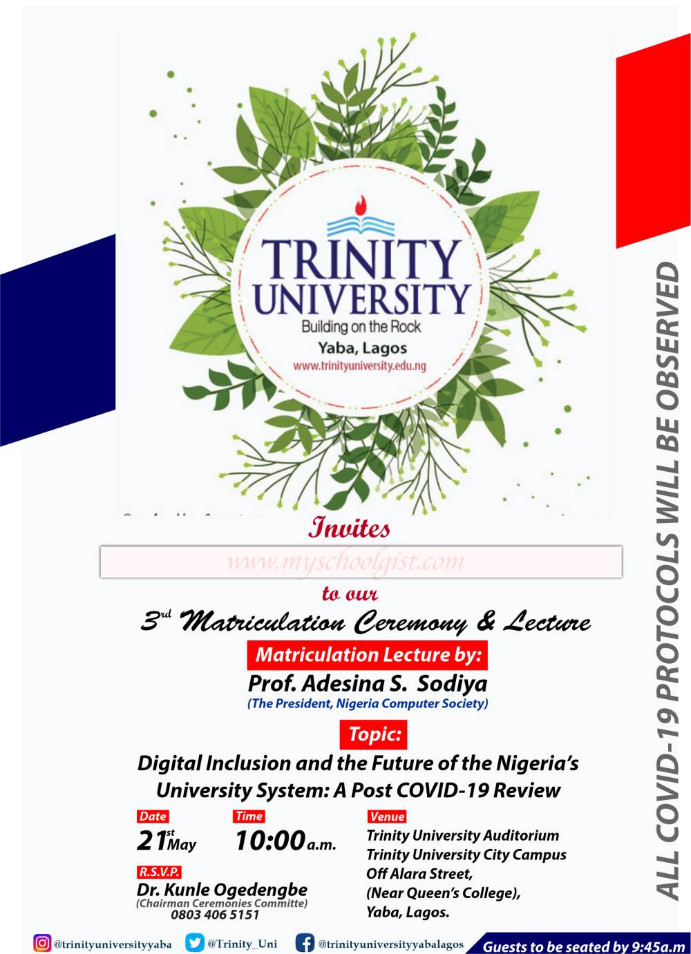 Trinity University 3rd Matriculation Ceremony 2020:2021