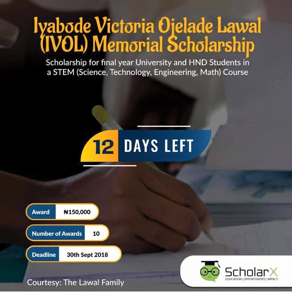 Iyabode Victoria Ojelade Lawal (IVOL) Memorial Scholarship