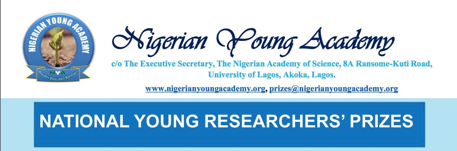 Nigerian Young Academy (NYA) National Young Researcher’s Prizes