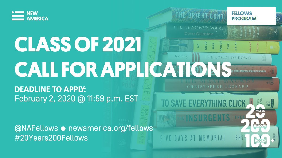 The New America’s Fellows Program invests in thinkers—journalists, scholars, filmmakers, and public policy analysts—who generate big, bold ideas that have an impact and spark new conversations about the most pressing issues of our day. Looking for funding, mentorship, and a community of peers to work with you as you develop your next big idea? Then this fellowship is for you. National Fellows advance ideas through research, reporting, analysis, and storytelling. They look for projects that are original and ambitious, with viable plans for their implementation. There is no set template for a successful fellowship project. Some projects focus on furthering a new public policy idea through either a domestic or international lens, while others illuminate longstanding dilemmas of American life from new angles. Our goal is to find bold, impactful thinkers and to fund them for a year; long enough to make progress on a book, develop a series of articles, produce a documentary, or work on another project that is accessible.