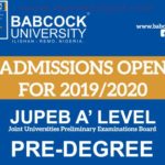 Babacock University Pre-Degree & JUPEB Form 2019/2020