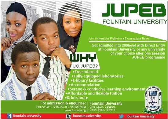 Fountain University JUPEB Admission Form