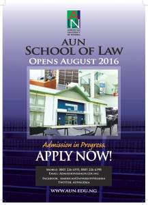 American University of Nigeria Law Admission form