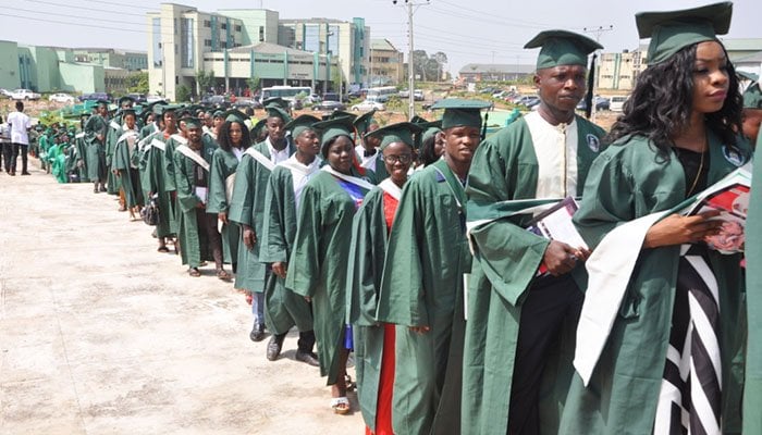 funai Graduands marching into the Convocation arena