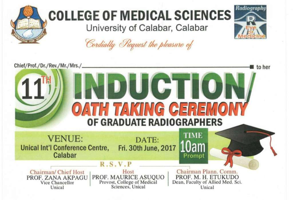 UNICAL Induction:Oath Taking Ceremony of Graduate Radiographers