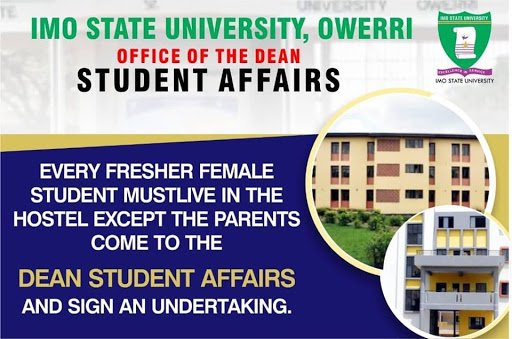 Imo State University (IMSU) Makes Hostel Compulsory for 2019 2020 Newly Admitted Female Students