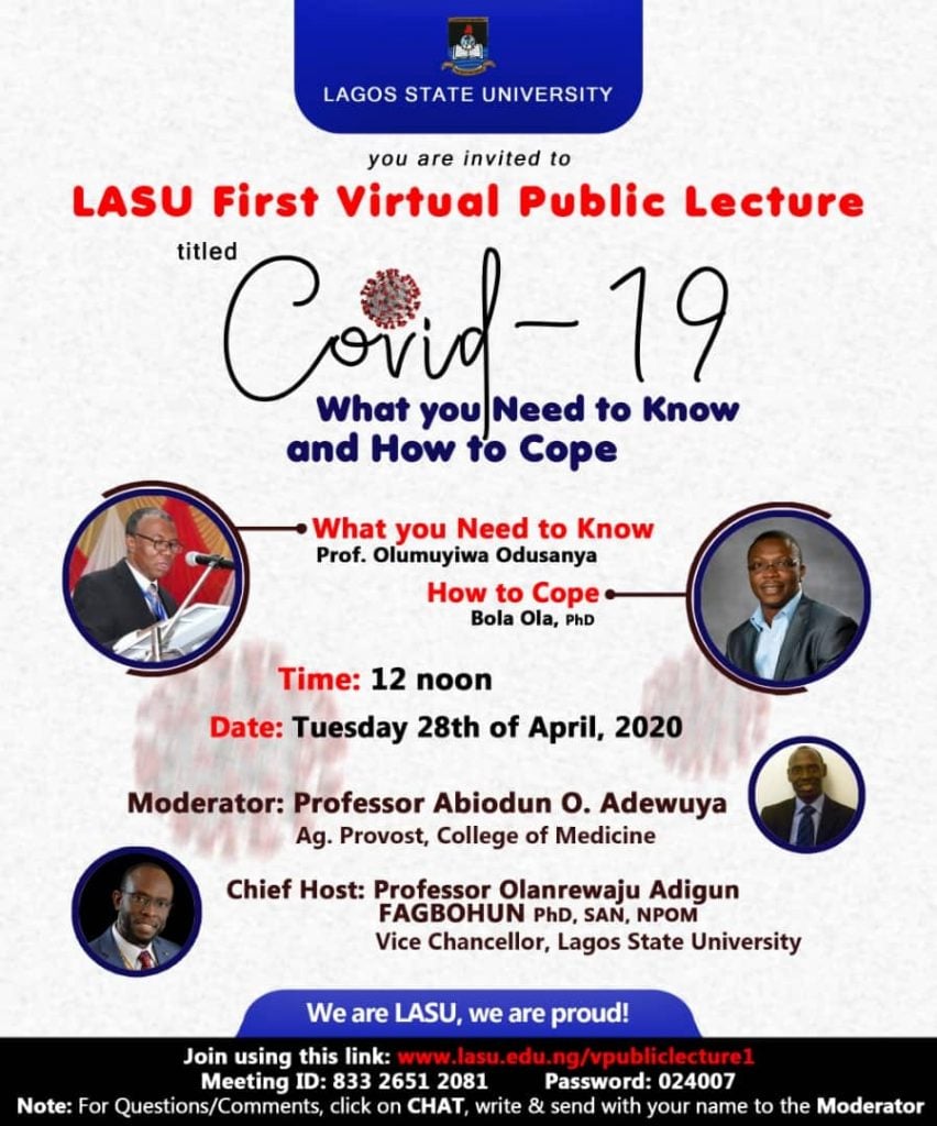 Lagos State University (LASU) 1st Virtual Public Lecture