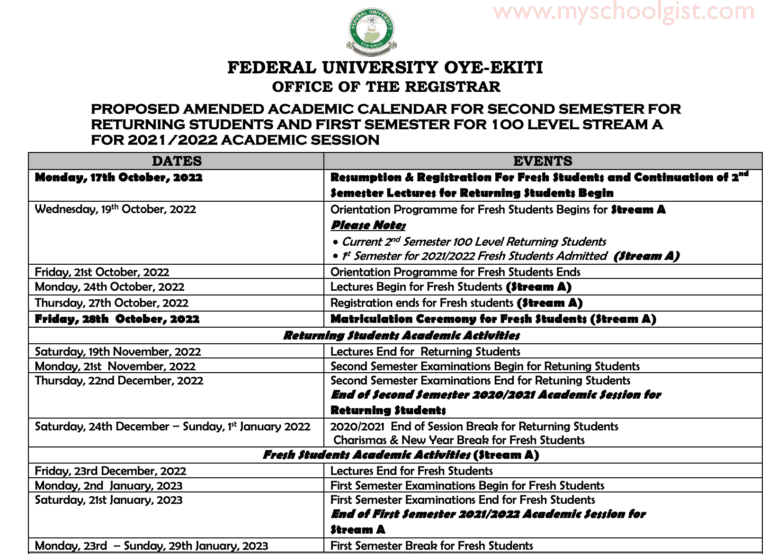 Oau Academic Calendar For 2025 2026