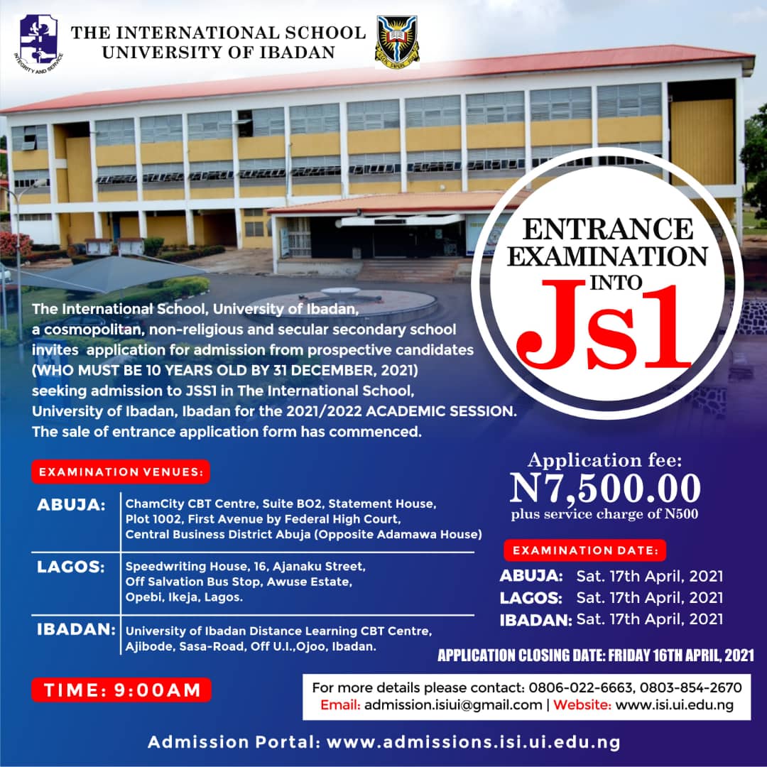 The International School, University of Ibadan Admission Banner