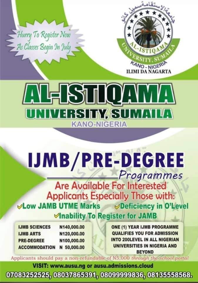Al-Istiqama University IJMB Pre-degree Form