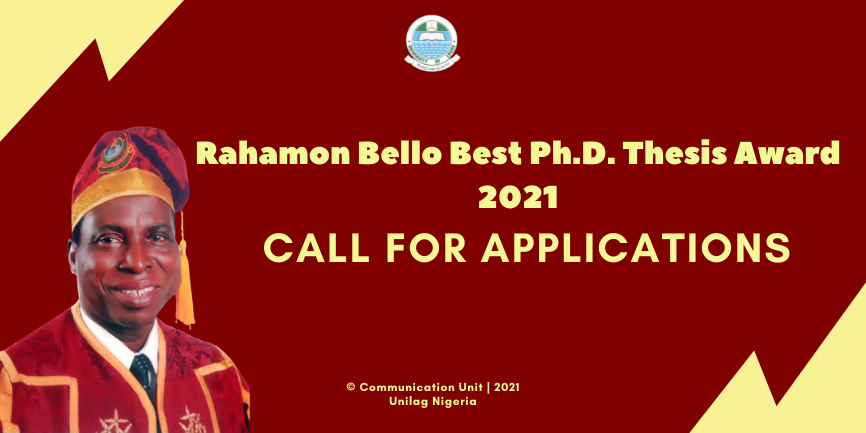 UNILAG - Rahamon Bello Best Ph.D. Thesis Award 2021