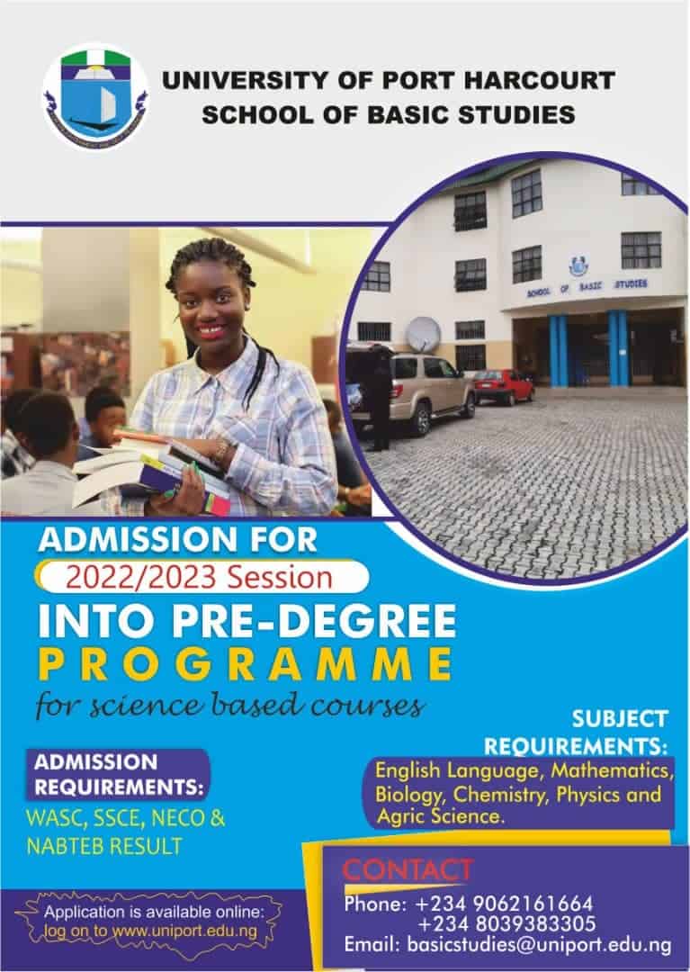 University Of Port Harcourt (Uniport) Pre-Degree Admission Form 2022-2023