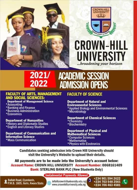 Crown-Hill University Post UTME Form Flyer