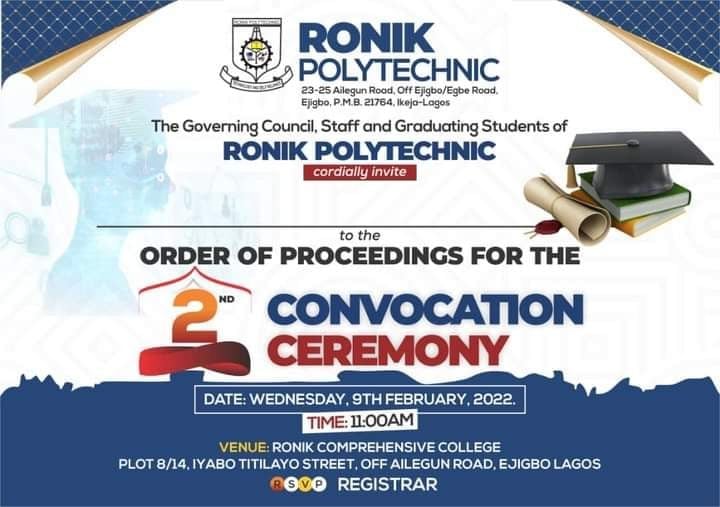 Ronik Polytechnic 2nd Convocation Ceremony Schedule