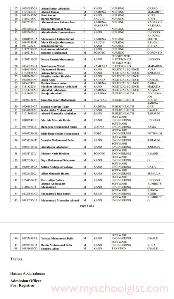AlIstiqama University Admission List 2021/2022 1st, 2nd & Supp. Batch