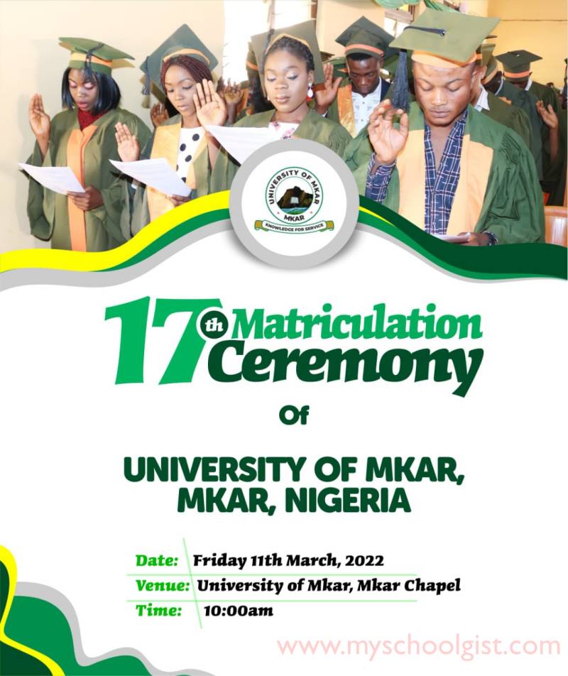 University of Mkar, Mkar (UMM) 17th Matriculation Ceremony