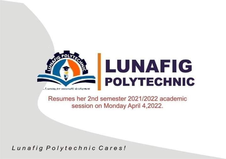 Lunafig Polytechnic Resumption Date for 2nd Semester 2021:2022