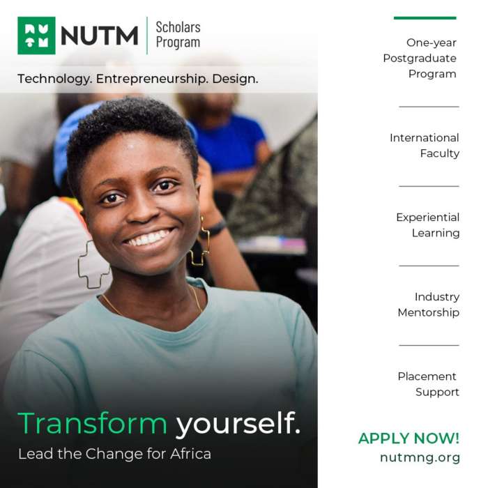 Nigerian University of Technology and Management (NUTM) Scholars Program 2022