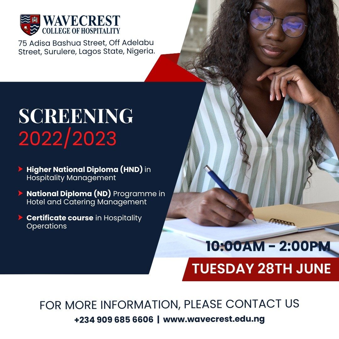 Wavecrest College of Hospitality Admission Screening