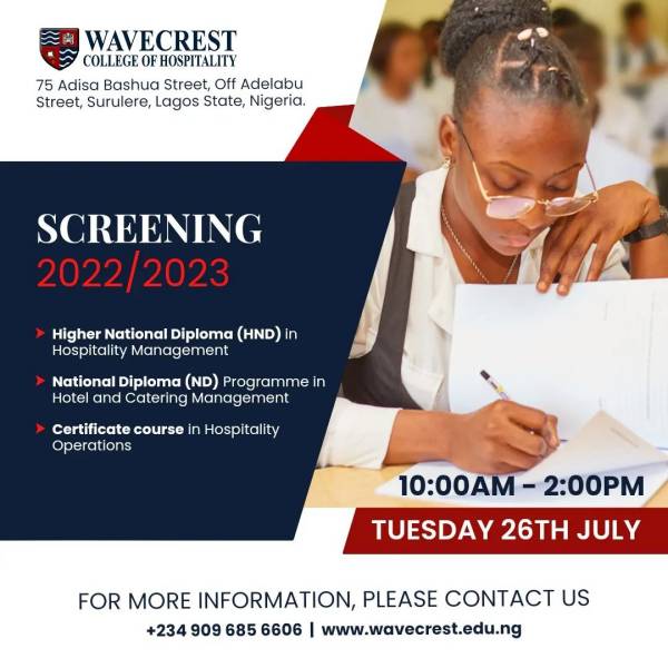 Wavecrest College of Hospitality SCreening July 26