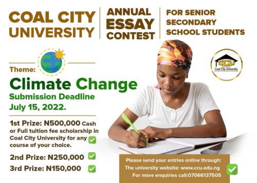 Essay Competition 2022 Sponsored by Coal City University (CCU) Open to Students from Secondary Schools