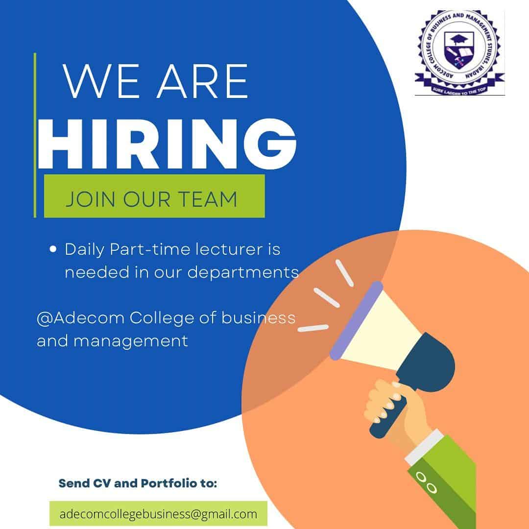 Adecom College of Business and Management Part-Time Lecturers Jobs 2022