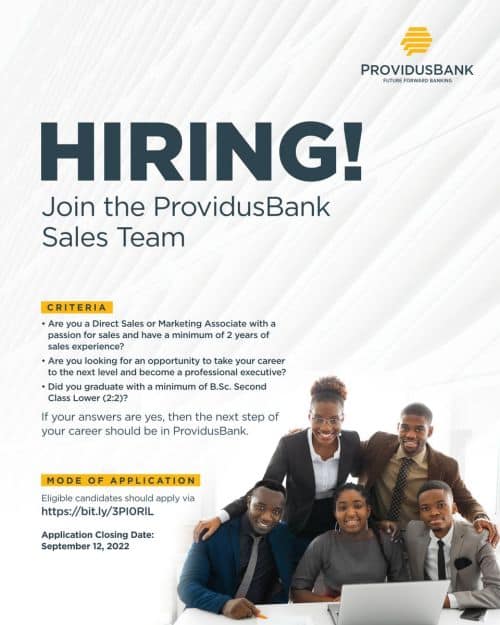 ProvidusBank Sales Team Trainee Program