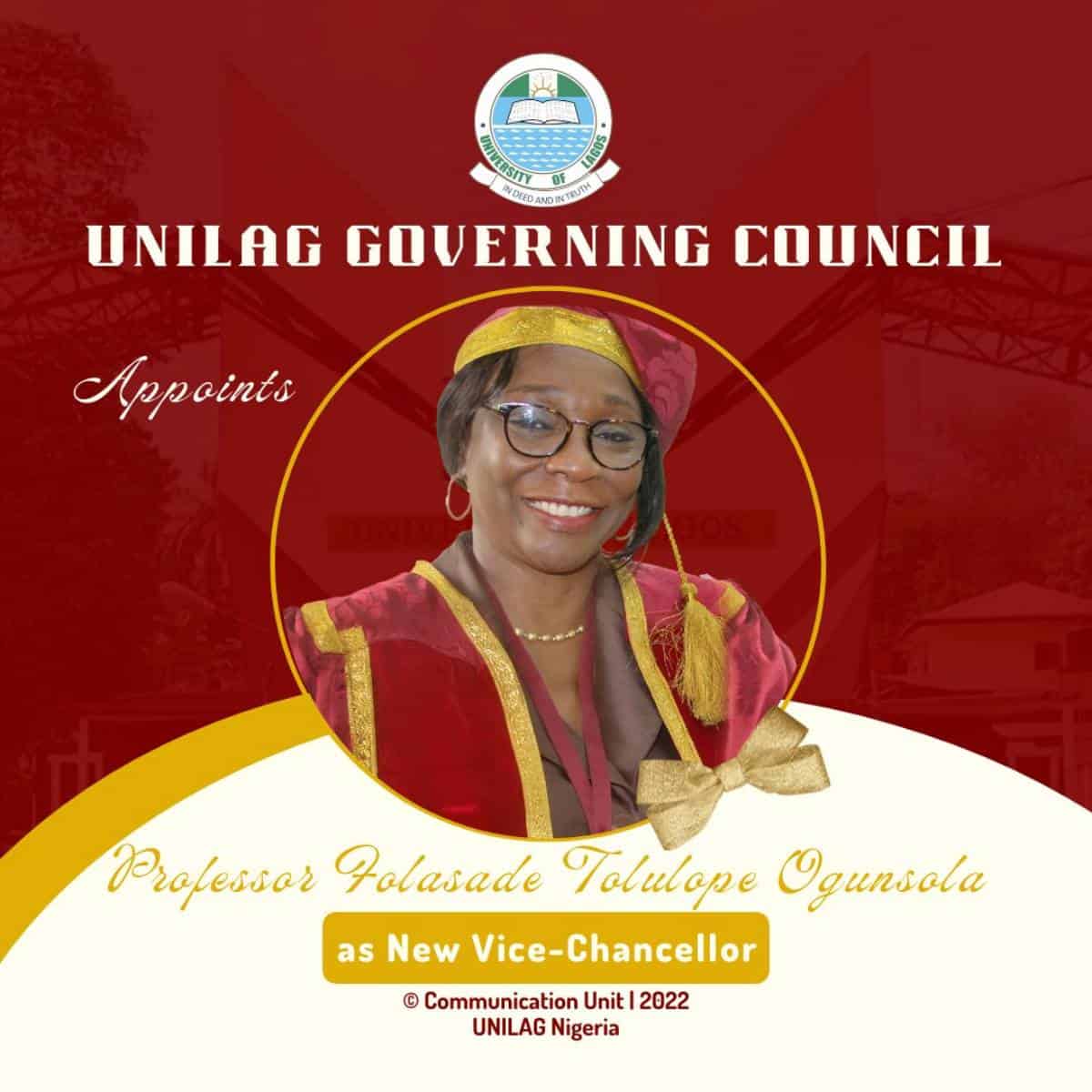 UNILAG Vice-Chancellor - Prof Folasade Ogunsola