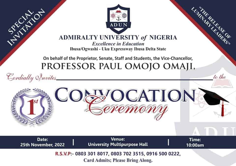 Admiralty University of Nigeria (ADUN) Convocation Ceremony