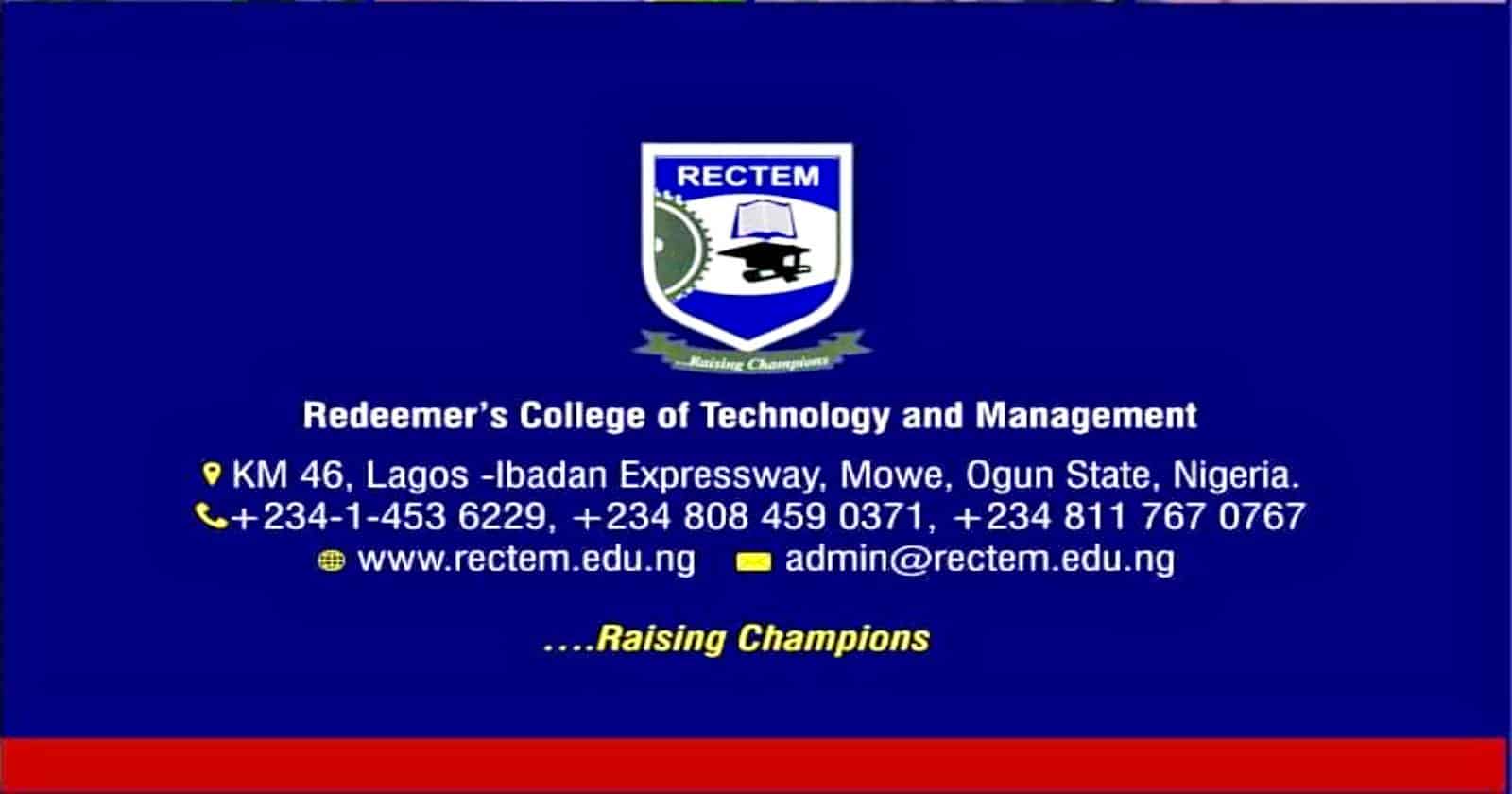 Redeemer's College of Technology and Management ND Part-Time Admission Form