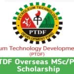 PTDF Scholarship 2024/2024 for Postgraduate Study Overseas