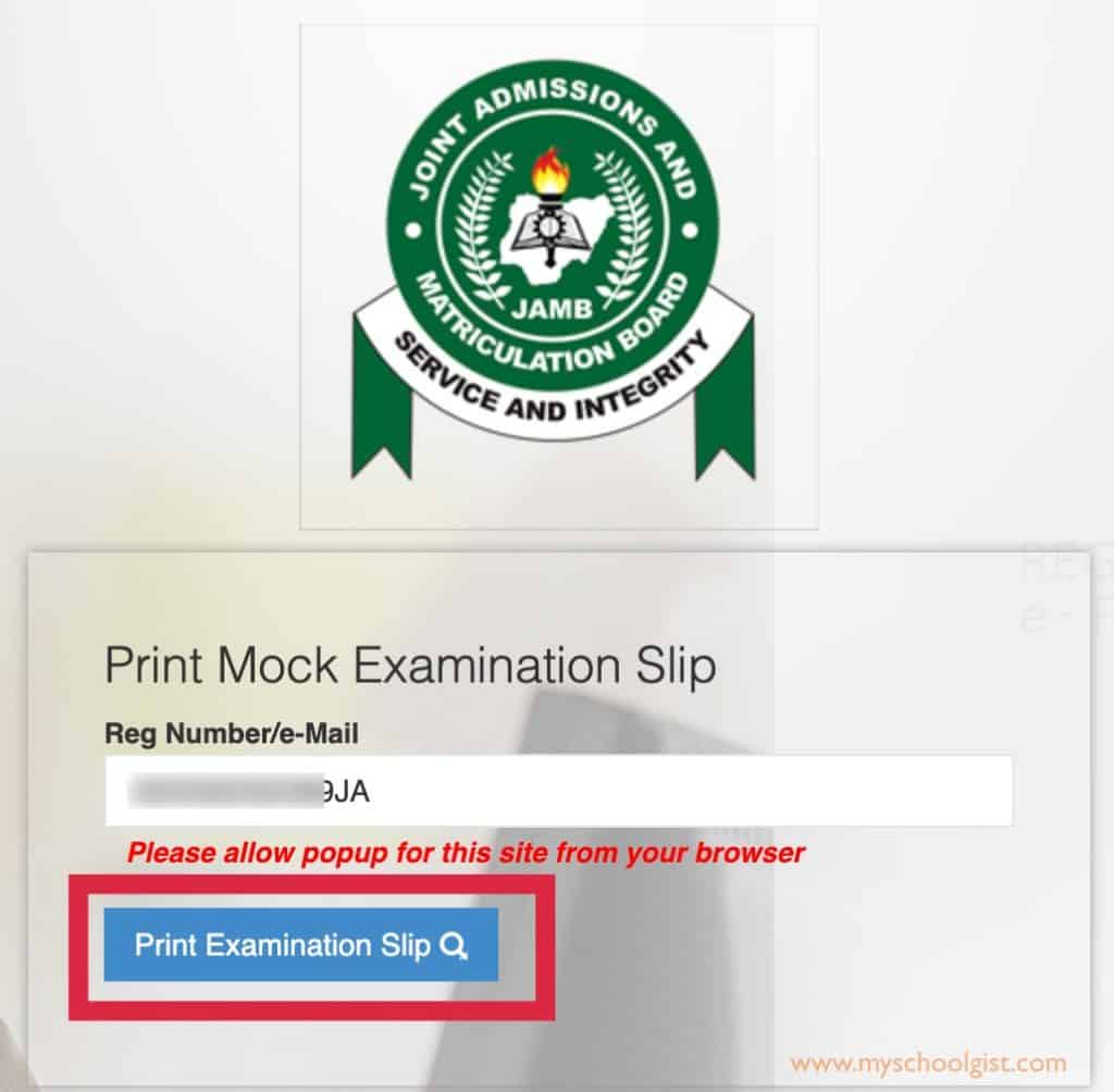 How to Print 2023 JAMB Mock Examination Slips Supplementary