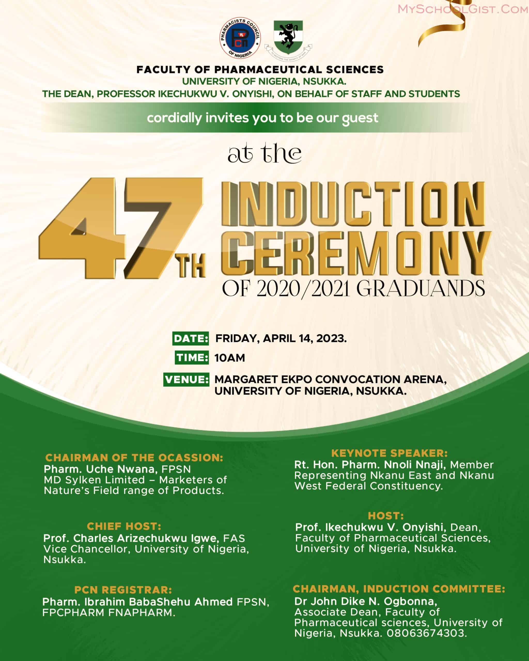 University of Nigeria, Nsukka Celebrates Graduates at 47th Pharmaceutical Sciences Induction