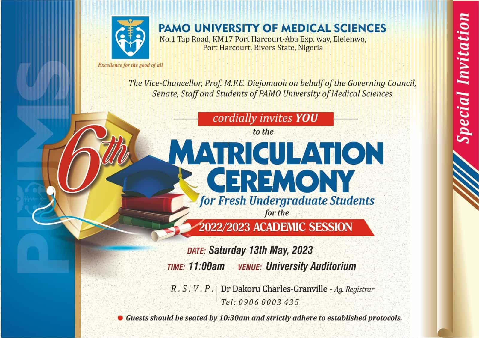 PAMO University of Medical Sciences Matriculation Ceremony