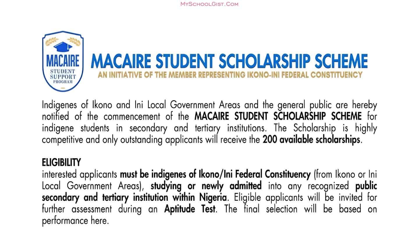 Macaire Student Scholarship Scheme