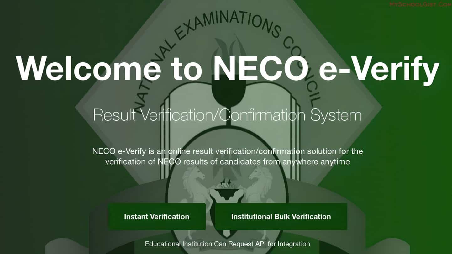 NECO E-Verification Portal for Results