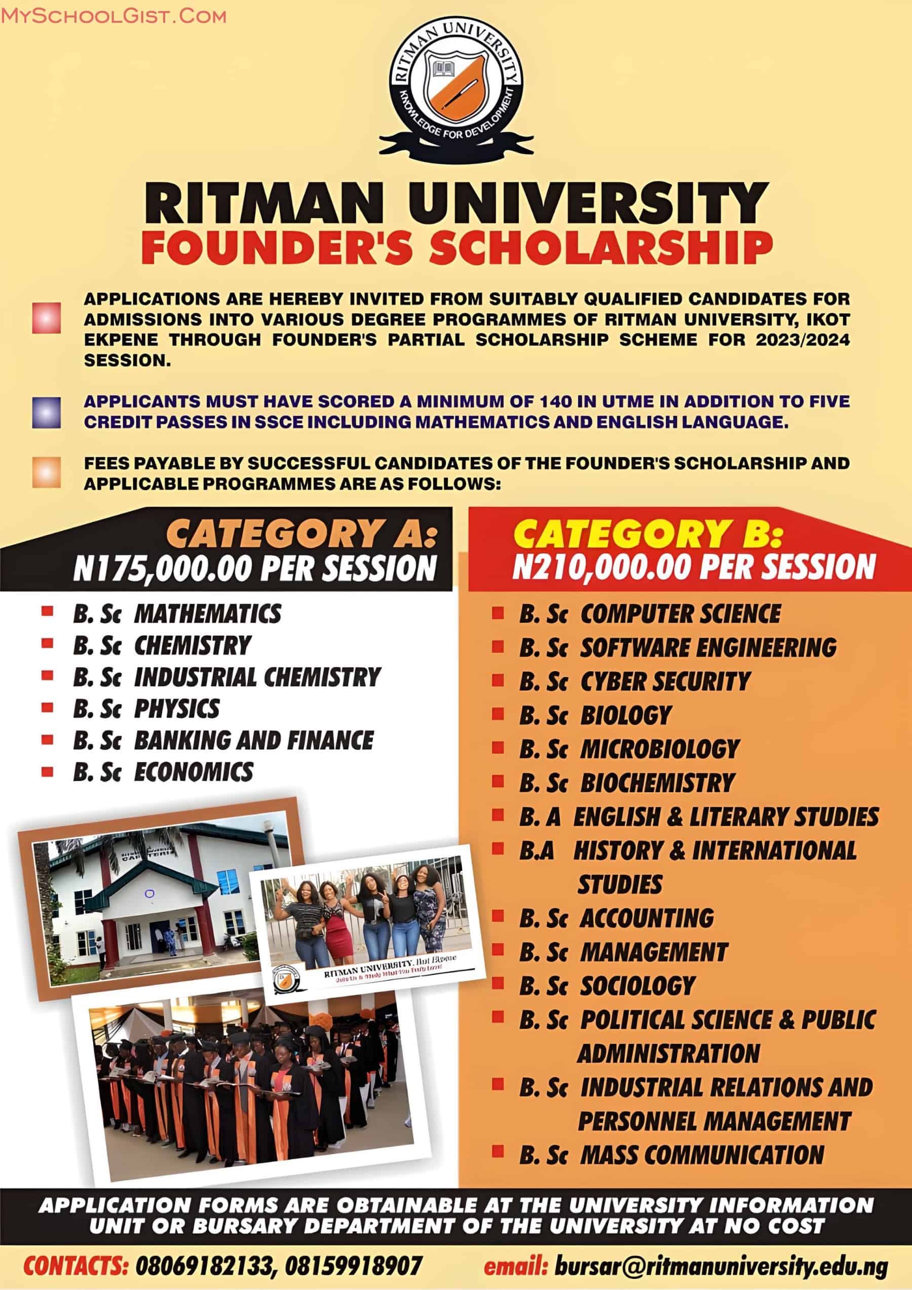 Ritman University Founder's Scholarship