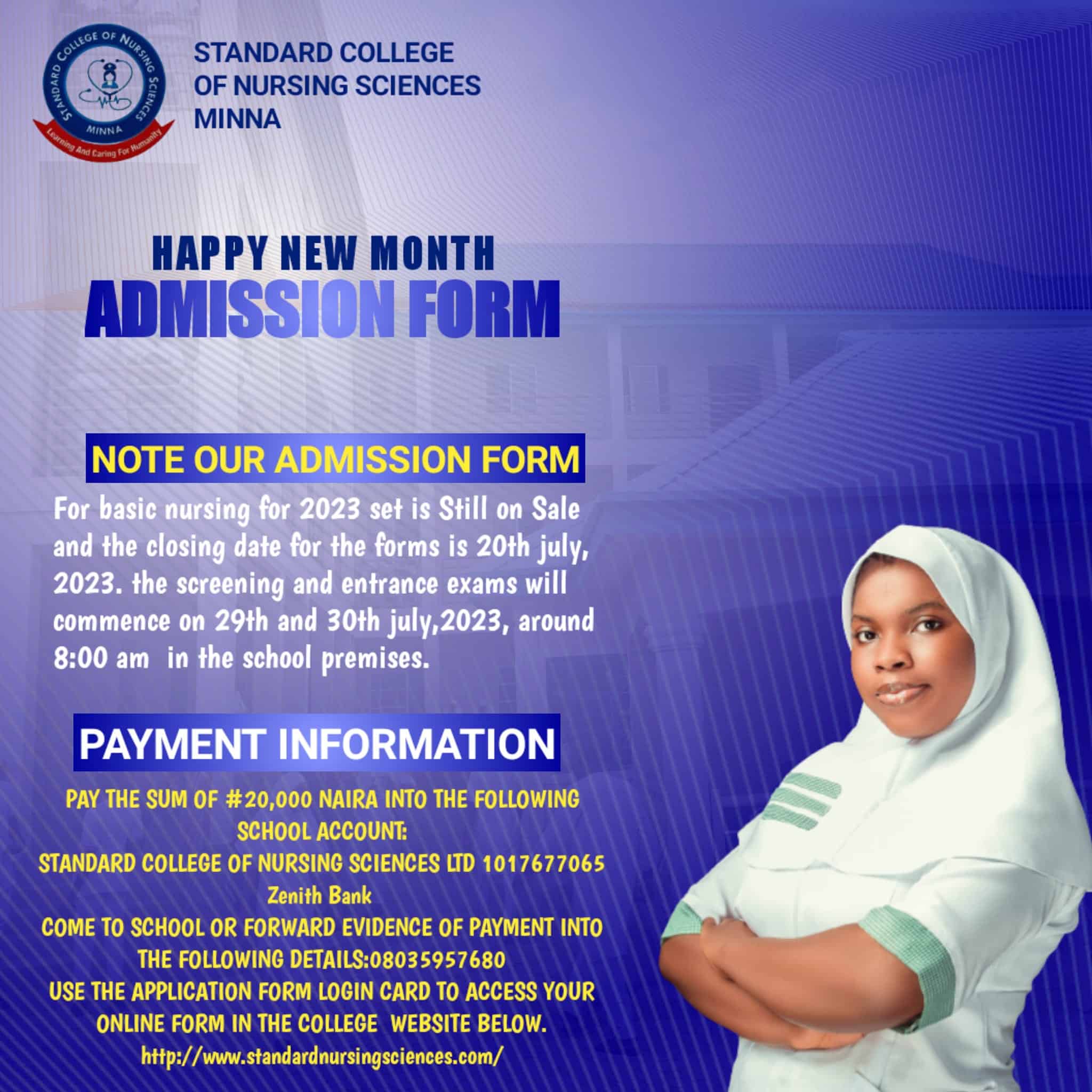 Standard College of Nursing Sciences Admission Form