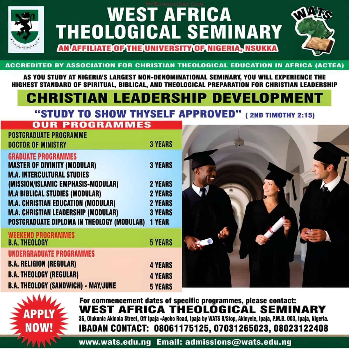 West Africa Theological Seminary (WATS) Admission Form