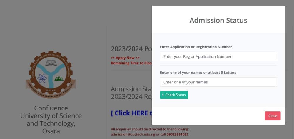 Simple Steps to Access the CUSTECH Admission List