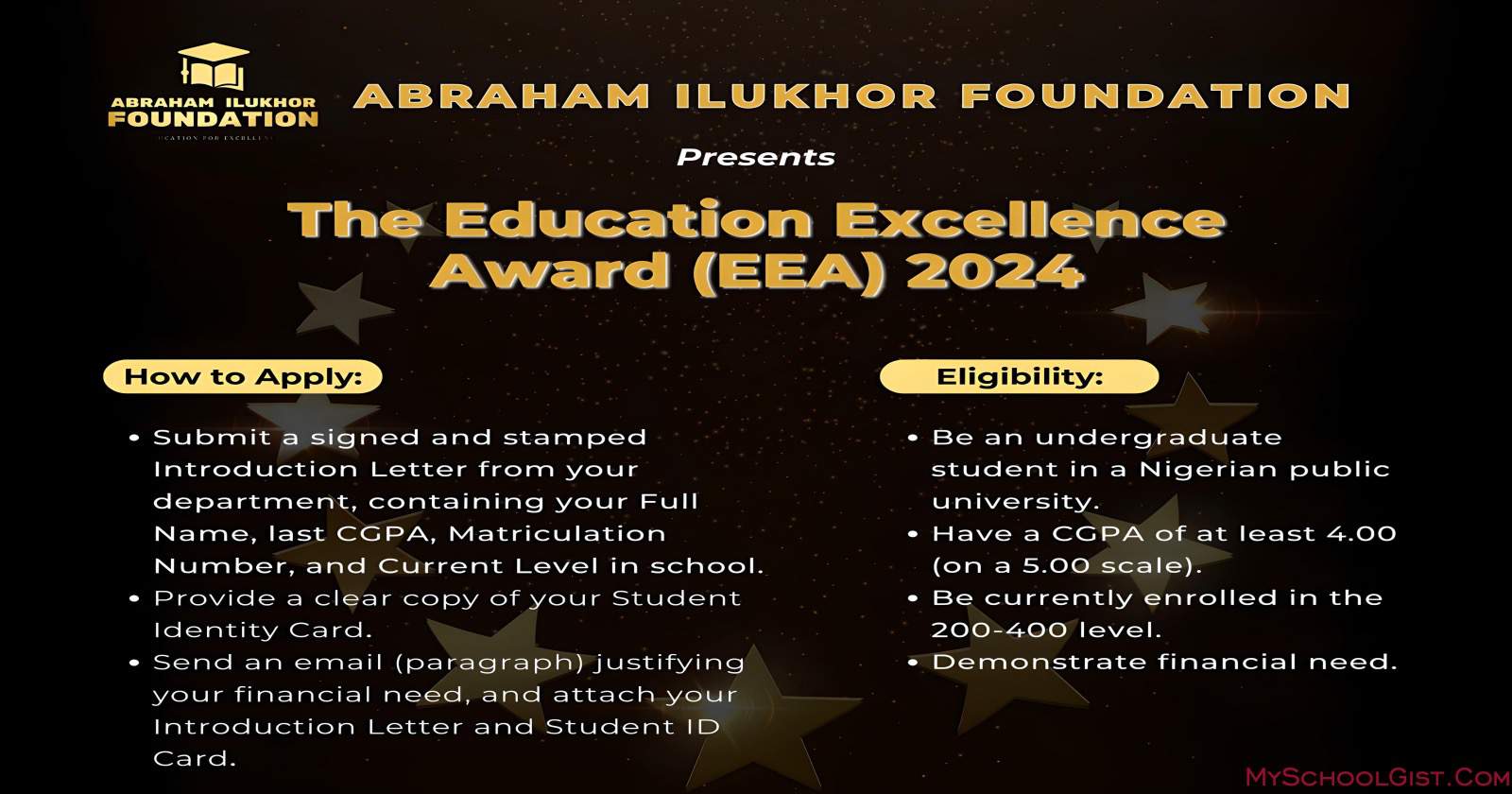 Abraham Ilukhor Foundation Education Excellence Award