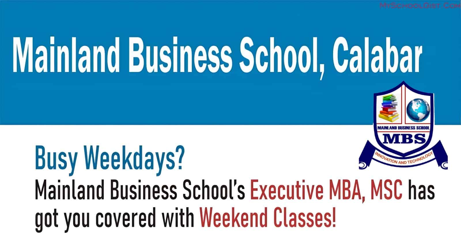 Mainland Business School's PGD, MBA, and MSC Programmes Admission