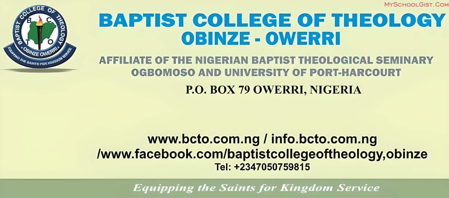 Baptist College of Theology, Obinze Recruitment: Registrar, Bursar, and Librarian
