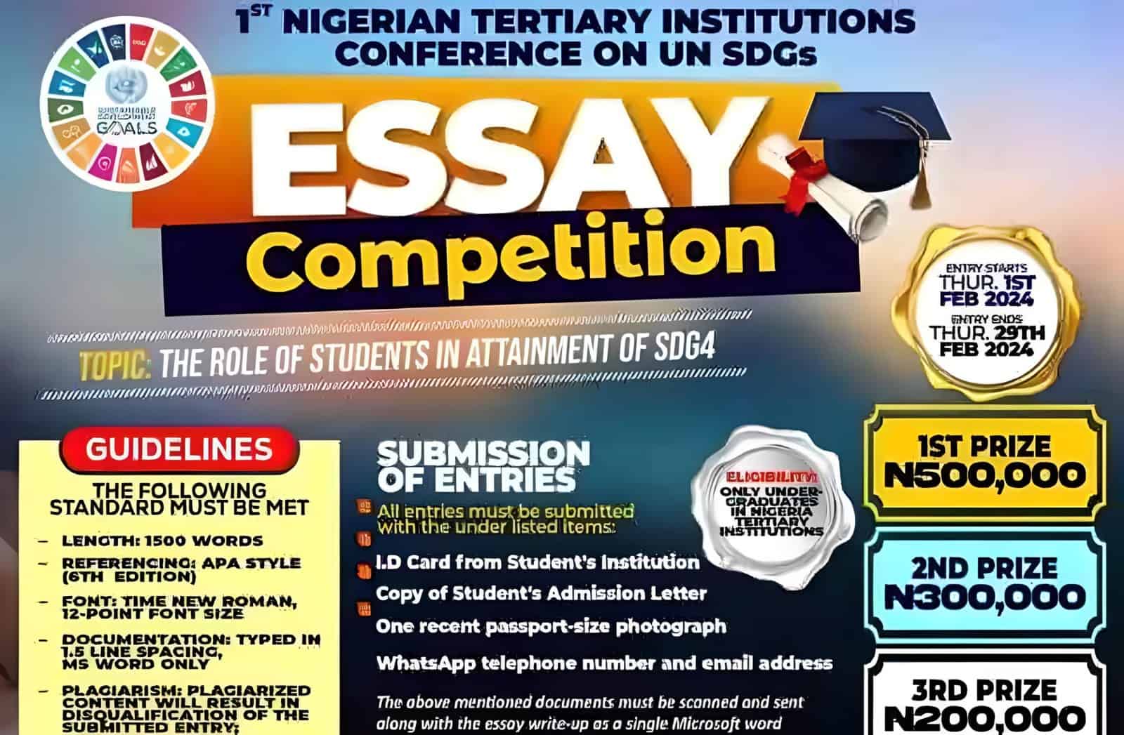 Essay Competition on UN SDGs for Tertiary Institutions