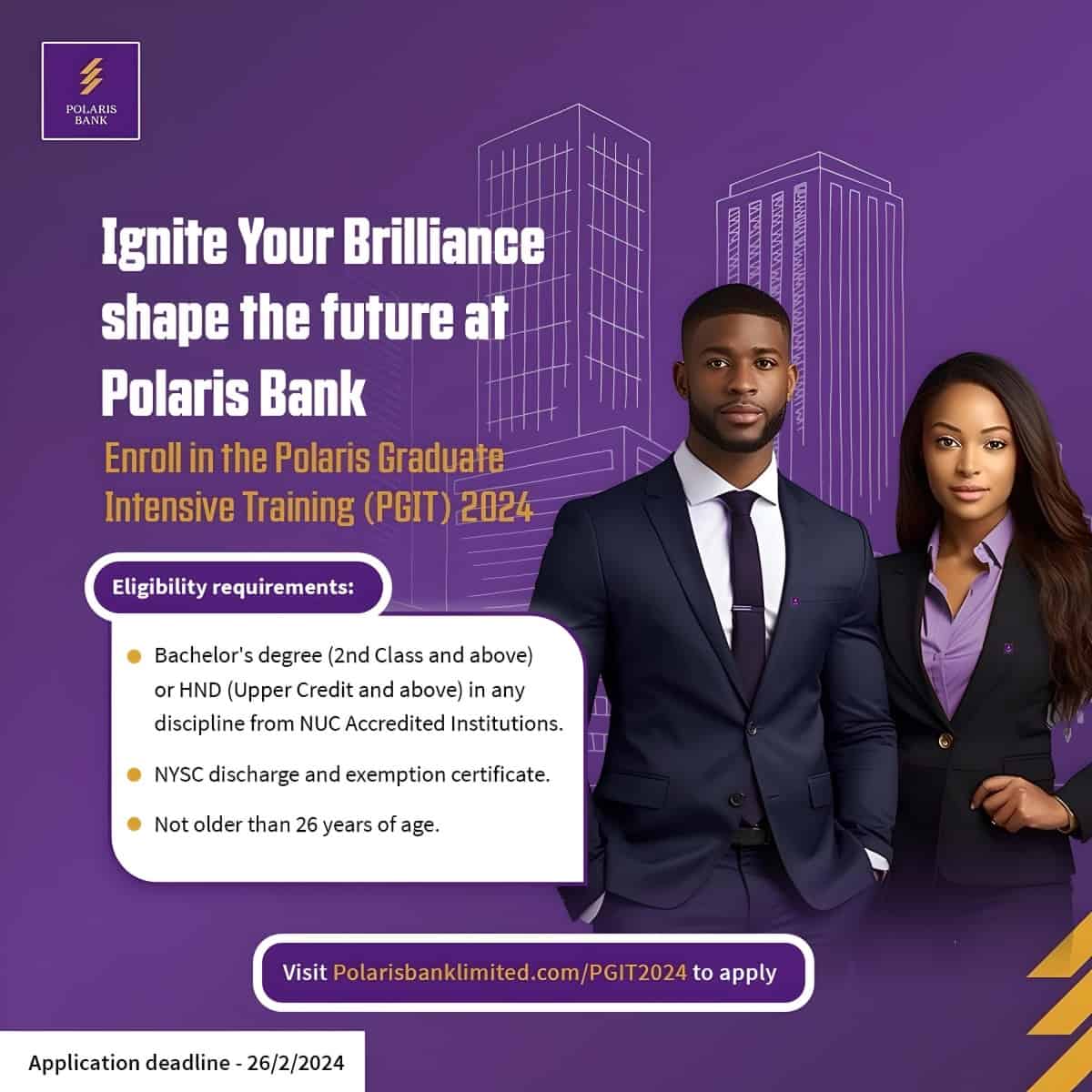 Polaris Bank Graduate Intensive Training (PGIT) Program