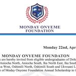 Apply for the Monday Onyeme Foundation Scholarship 2024