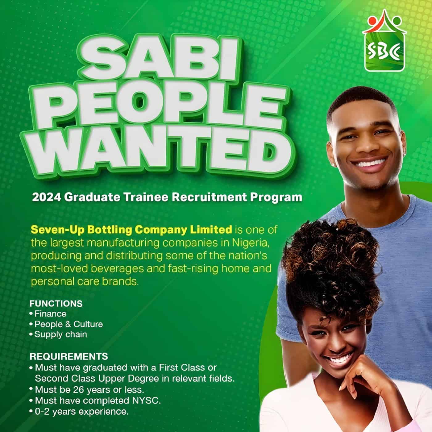 Seven-Up Bottling Company Limited Graduate Trainee Recruitment Programme 